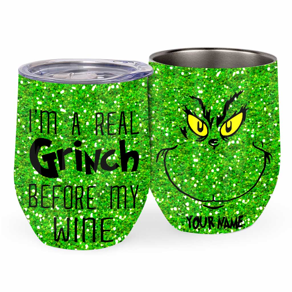 Gobelet à vin personnalisé « Avant mon café » avec étole de Noël