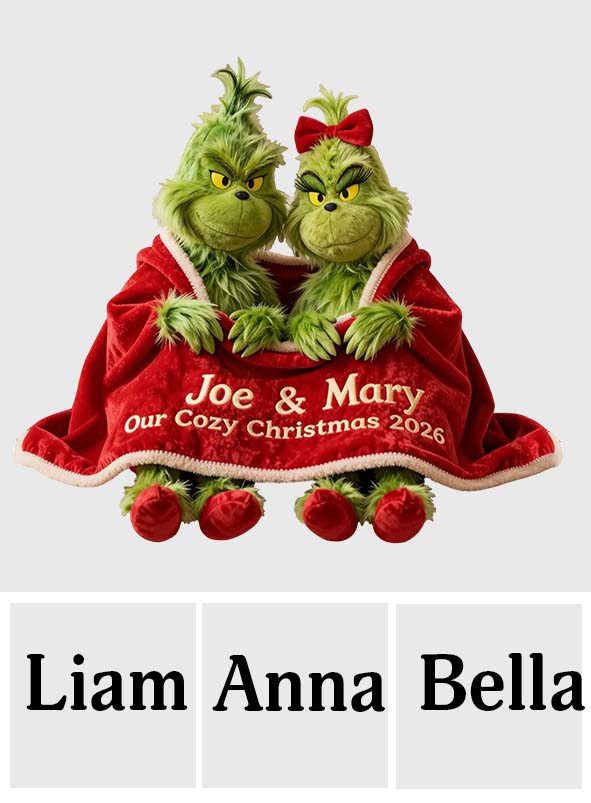 Couple Green Monster Cozy Christmas - Personalized Stole Christmas Premium Faux Fur Pillow