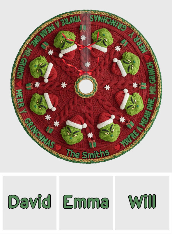 Tu es méchant(e) ! - Jupe de sapin de Noël personnalisée en forme d'étole