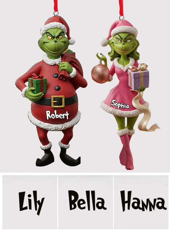 Figurine Joyeux Grinchmas - Ornement de Noël personnalisé avec étole, figurine 3D sur mesure