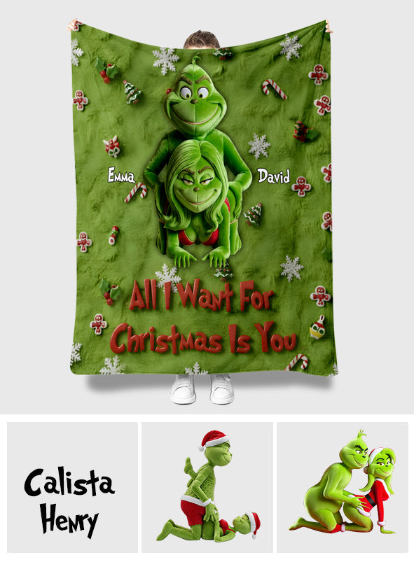Merry Grinchmas - Personalized Stole Christmas Blanket
