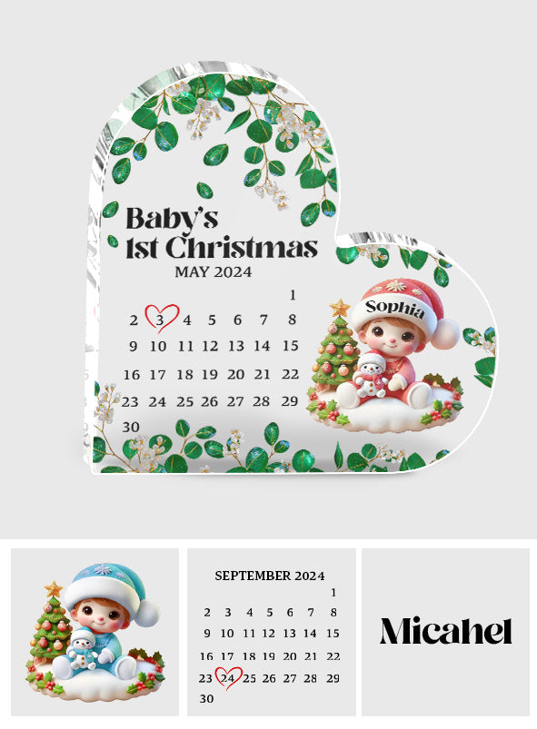Premier Noël de bébé - Plaque acrylique personnalisée pour la famille