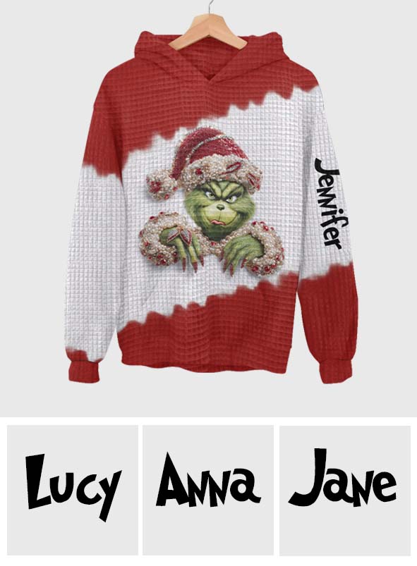 Stink Stank Stunk - Personalized Stole Christmas Waffle Hoodie