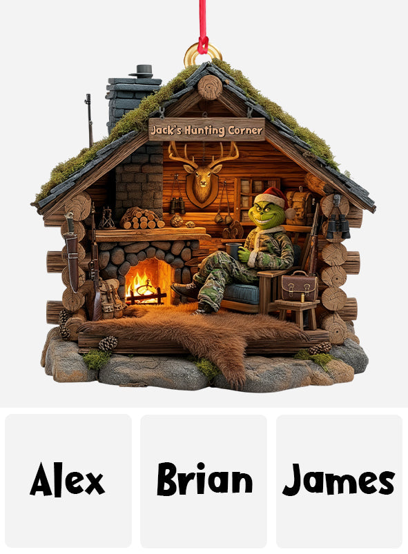 Cabane du chasseur grincheux - Ornement de chasse personnalisé
