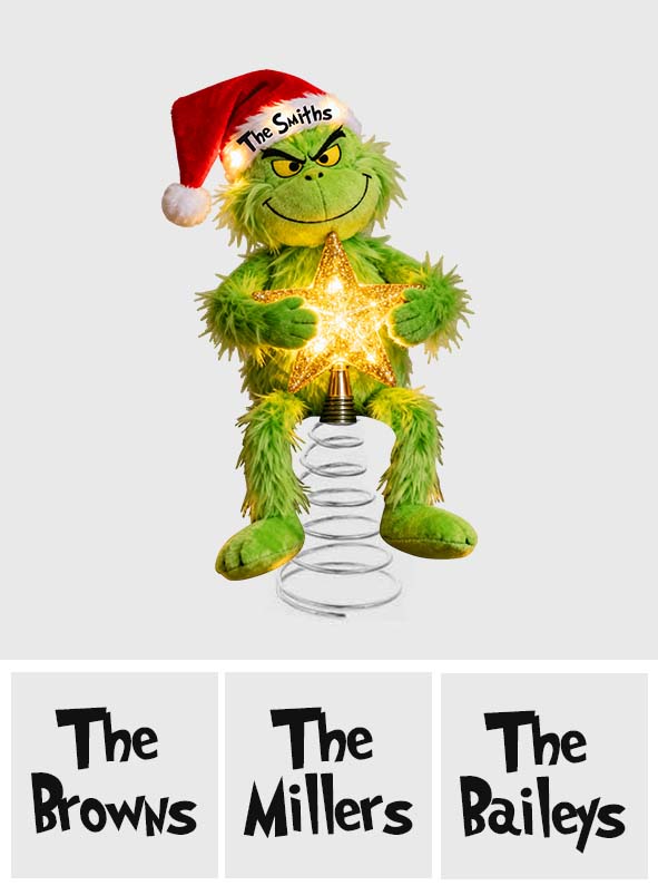 Joyeux Grinchmas - Étole de Noël personnalisée avec guirlande lumineuse LED pour sapin de Noël