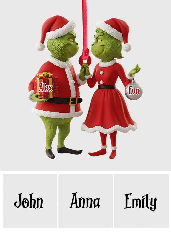 Couple Gift Merry Grinchmas - Personalized Stole Christmas Custom Shaped Ornament