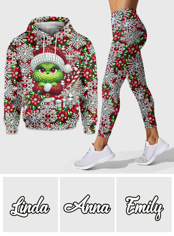 Joyeux Grinchmas ! - Sweat à capuche et legging personnalisés avec étole de Noël