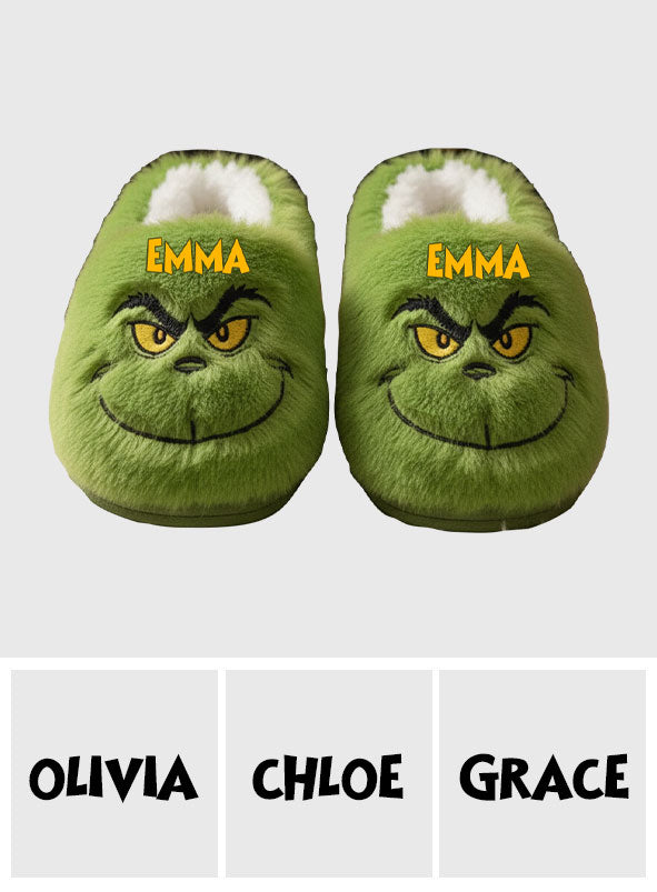 Green Monster - Personalized Stole Christmas Slippers