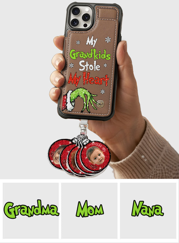 My Grandkids Kids Baby... Stole My Heart - Personalized Stole Christmas Phone Wallet With Charms