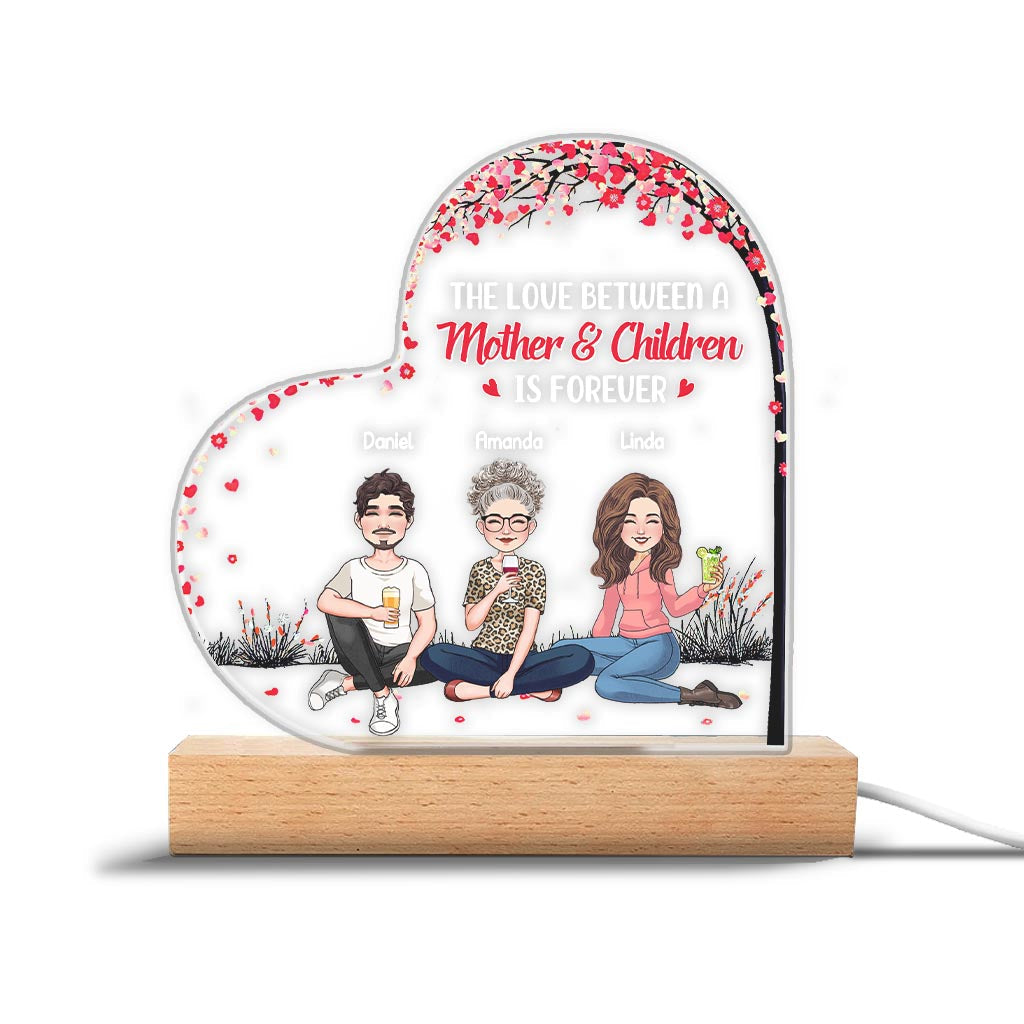 L'amour entre une mère et ses filles et fils - Cadeau pour maman, fille, fils - Plaque lumineuse personnalisée