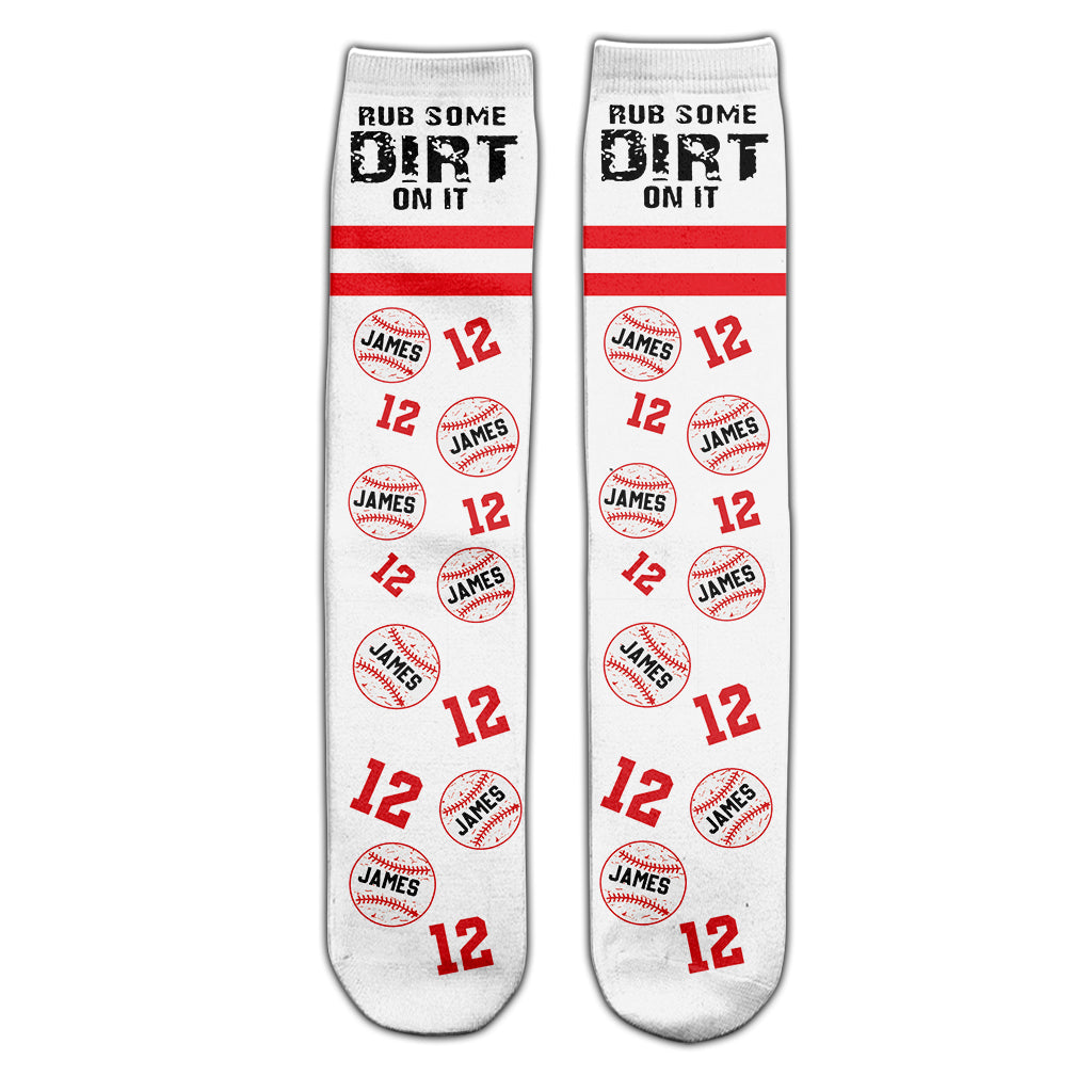 Chaussettes de baseball personnalisées « Frottez-y de la terre »