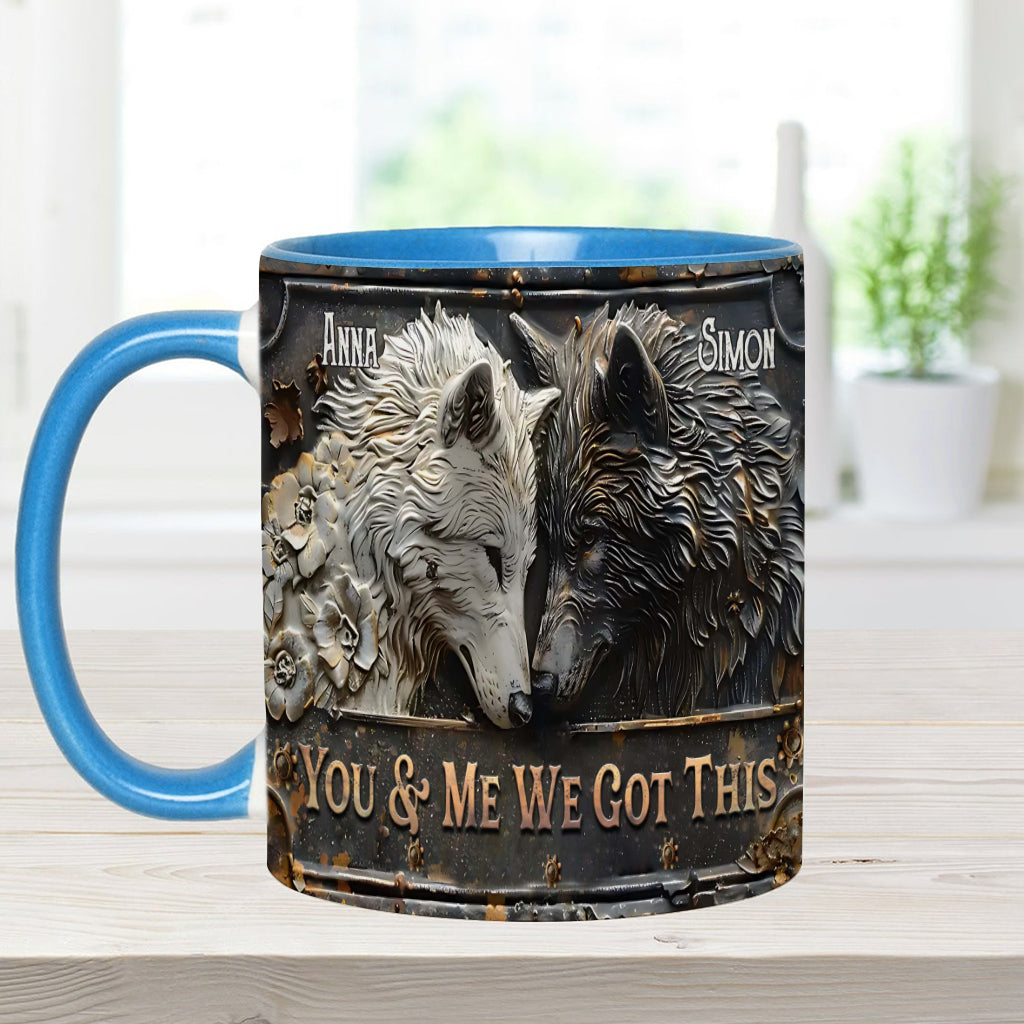 You & Me We Got This - Personalized Wolf Accent Mug