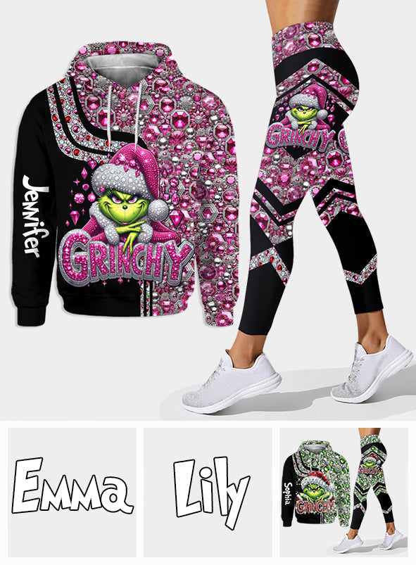 Joyeux Grinchmas ! - Sweat à capuche et legging personnalisés avec étole de Noël