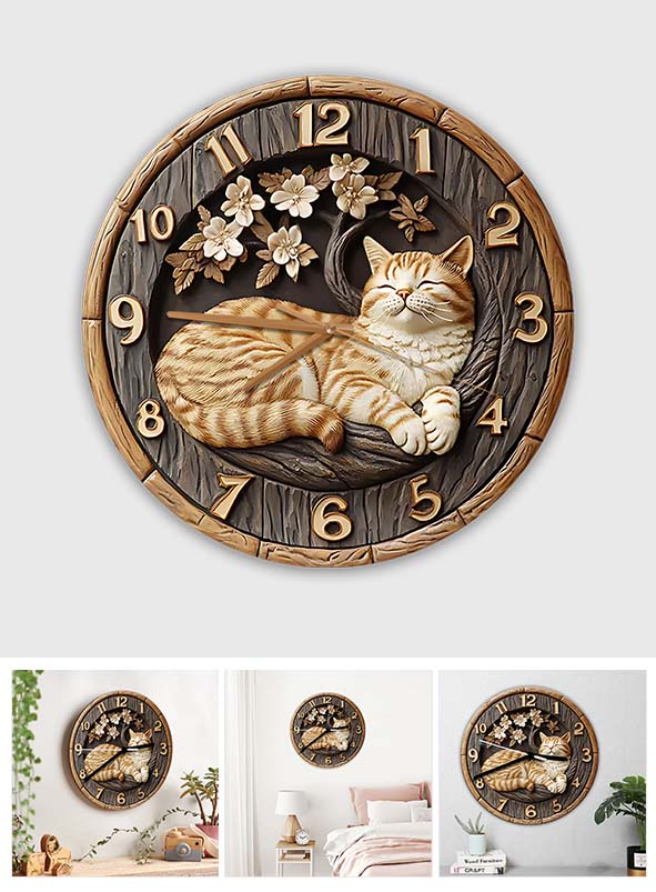 Horloge murale chat « J’aime les chats »