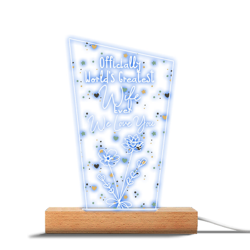 Officiellement la meilleure maman du monde ! – Cadeau pour maman, grand-père, mari, femme, grand-mère, papa – Plaque lumineuse personnalisée