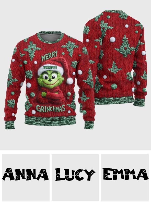 Joyeux Grinchmas - Étole de Noël personnalisée Pull moche de Noël