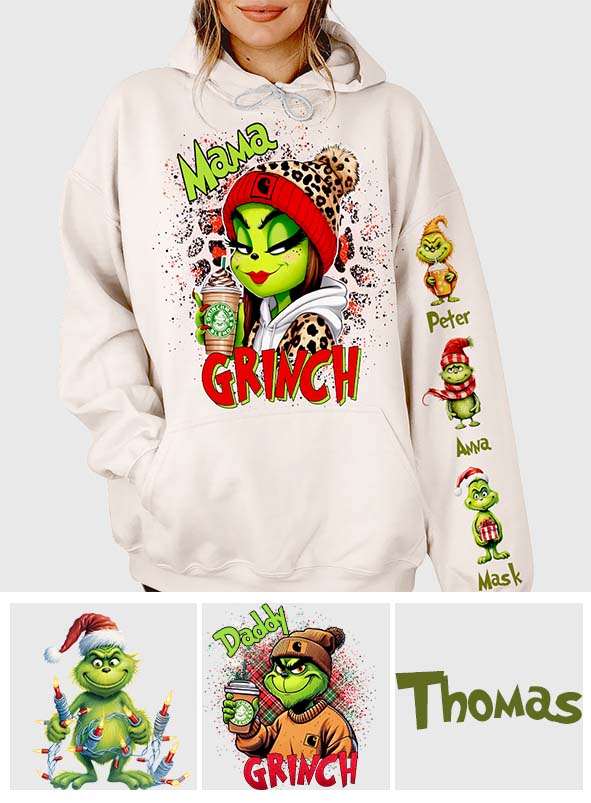 Mama Daddy Green Mischief - Personalized Stole Christmas All Over Shirt
