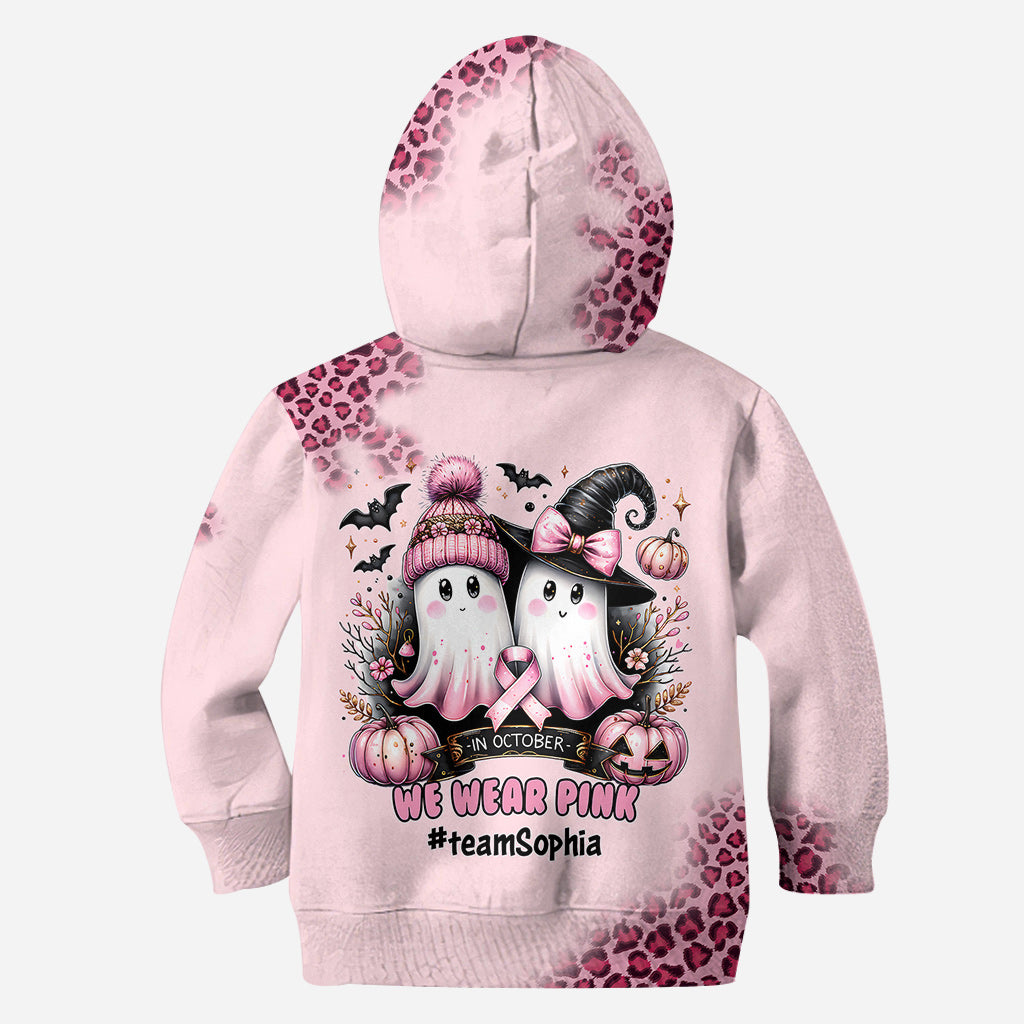 En octobre, on porte du rose - Sweat à capuche et legging personnalisés pour la sensibilisation au cancer du sein