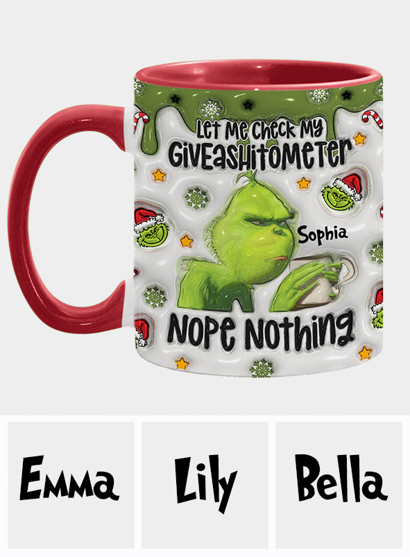 Laissez-moi vérifier mon Giveashitomètre : rien à faire ! – Mug personnalisé « Étole de Noël »