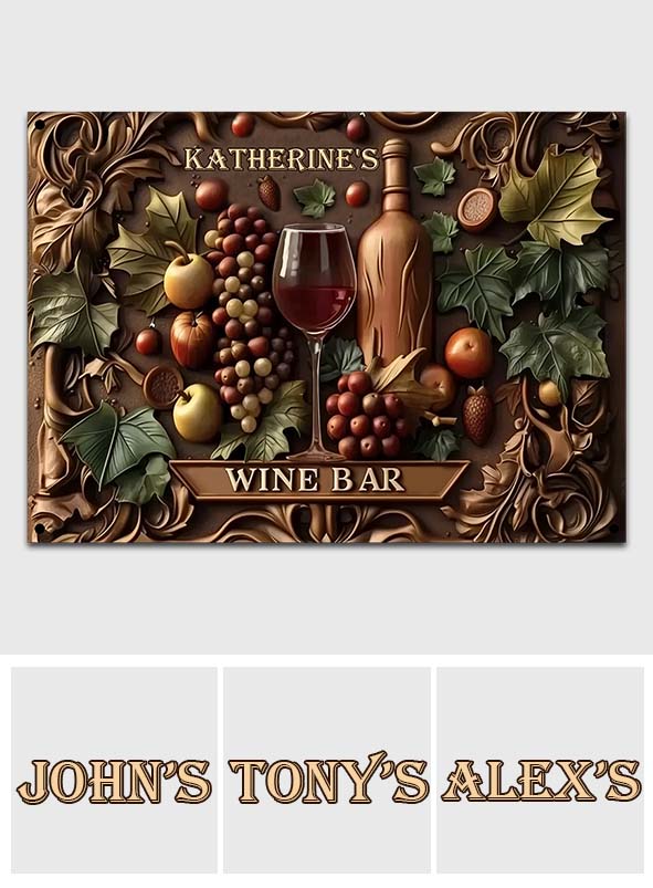 Bienvenue au bar à vin - Panneau métallique rectangulaire personnalisé pour le vin