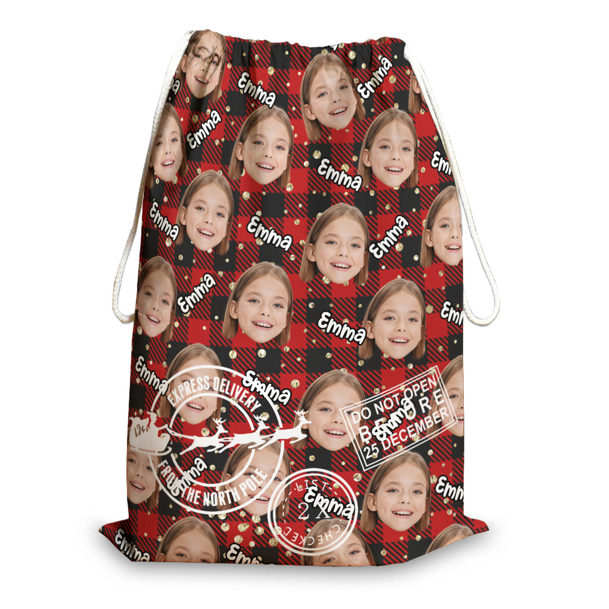 Livraison spéciale Noël Cute Faces - Sac fourre-tout de Noël personnalisé pour grand-mère