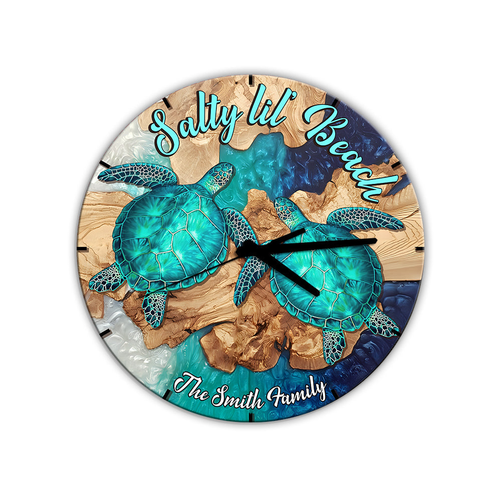 Salty Lil' Beach - Horloge murale tortue personnalisée