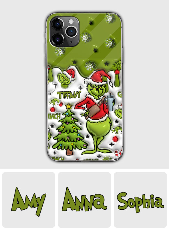 Joyeux Grinchmas - Coque de téléphone personnalisée avec étole de Noël
