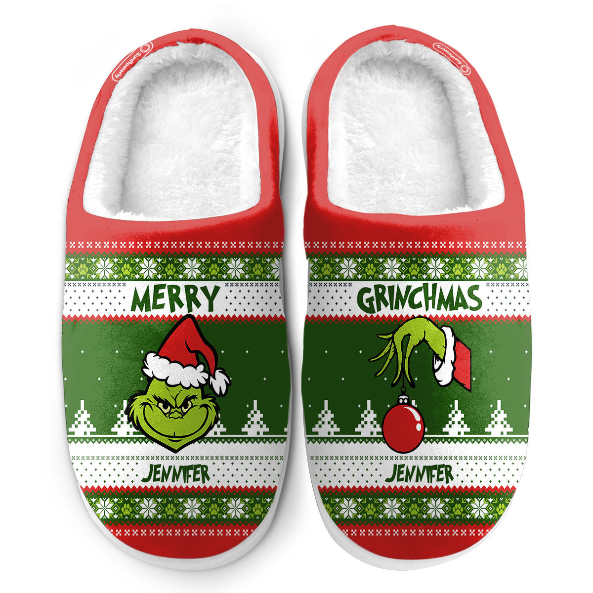 Joyeux Grinchmas - Étole de Noël personnalisée - Pantoufles de Noël