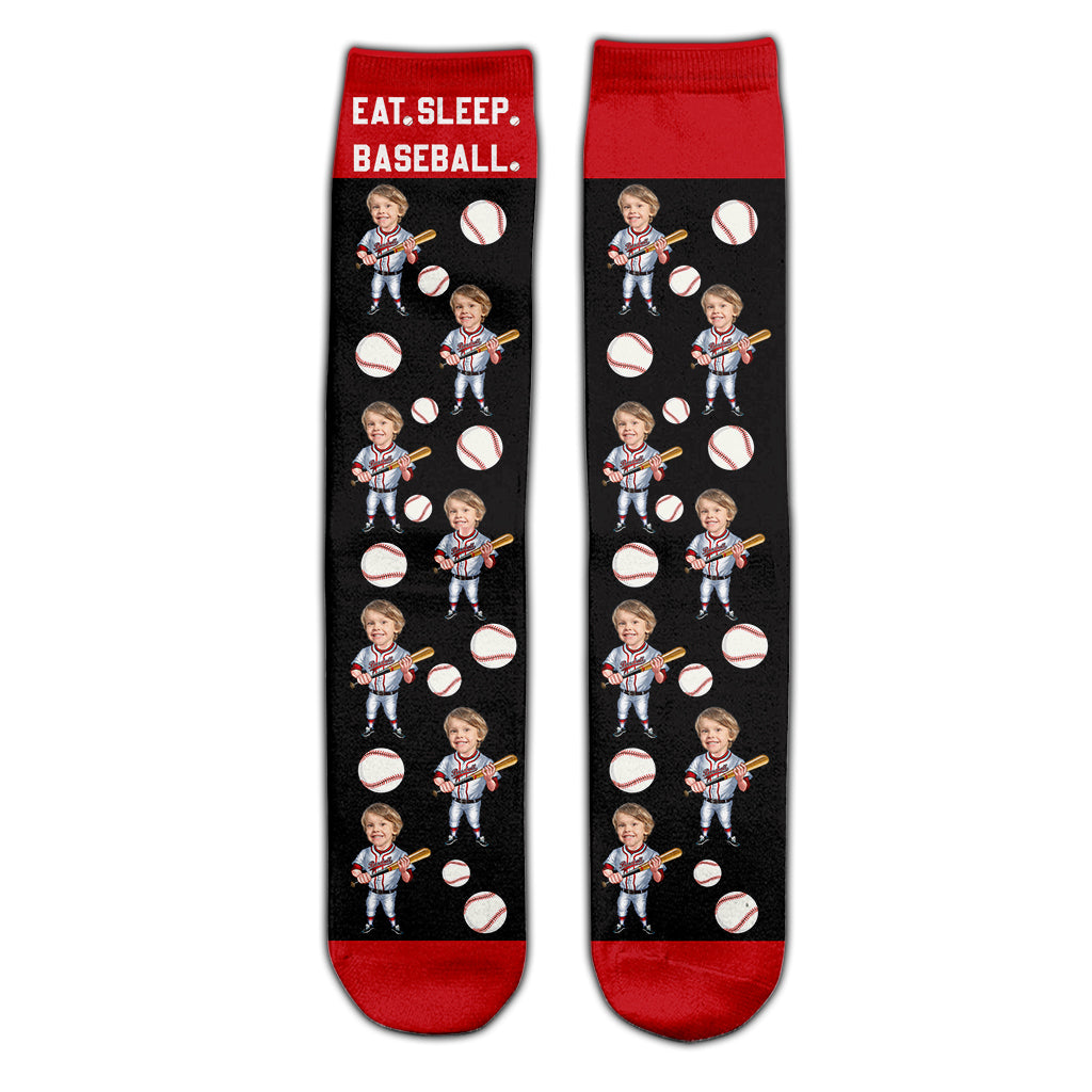Manger, dormir, baseball - Chaussettes de baseball personnalisées