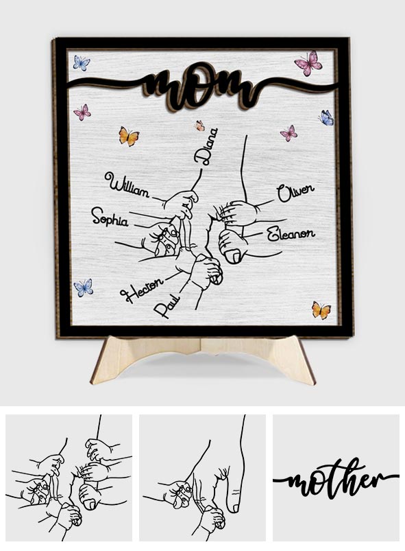 Tiens-moi la main - Plaque en bois personnalisée « Grand-mère » à 2 couches