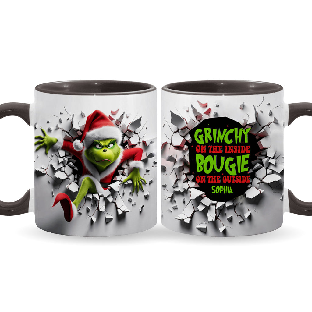 Grinchy On The Inside - Personalized Stole Christmas Accent Mug