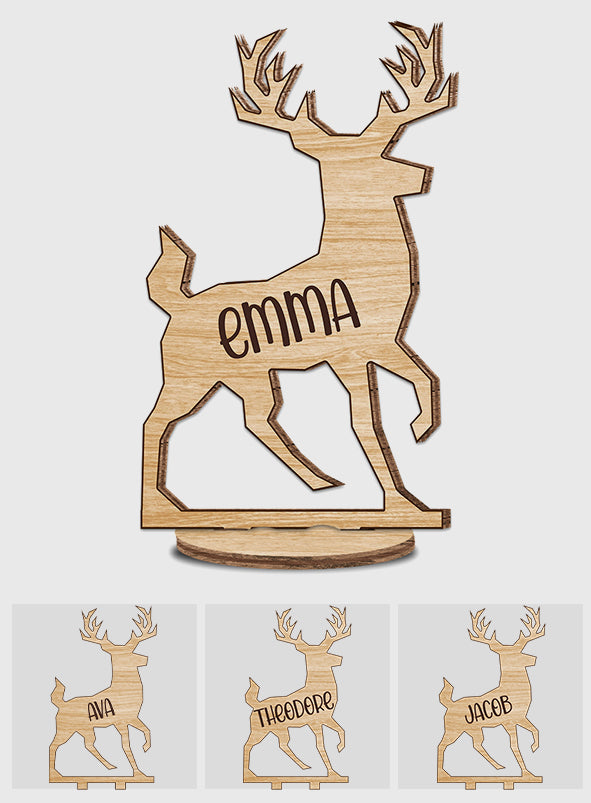 Famille de rennes - Plaque en bois personnalisée à poser