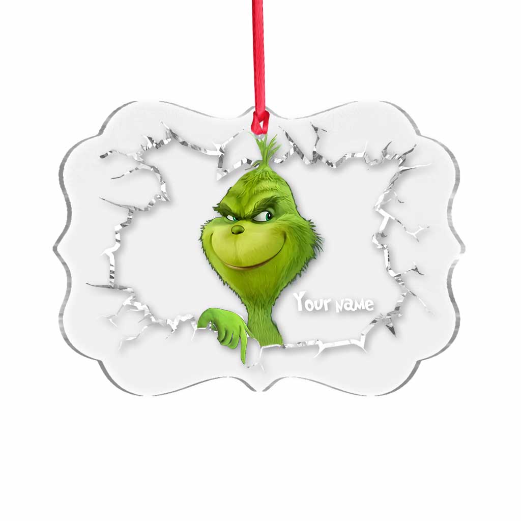 Joyeux Grinchmas - Étole de Noël personnalisée - Ornement de Noël transparent