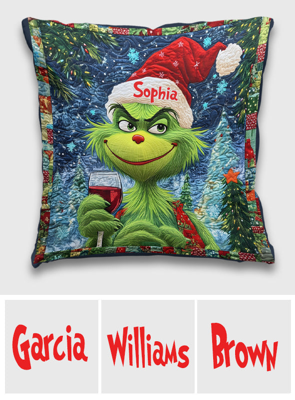 Joyeux Grinchmas - Coussin décoratif de Noël personnalisé avec étole