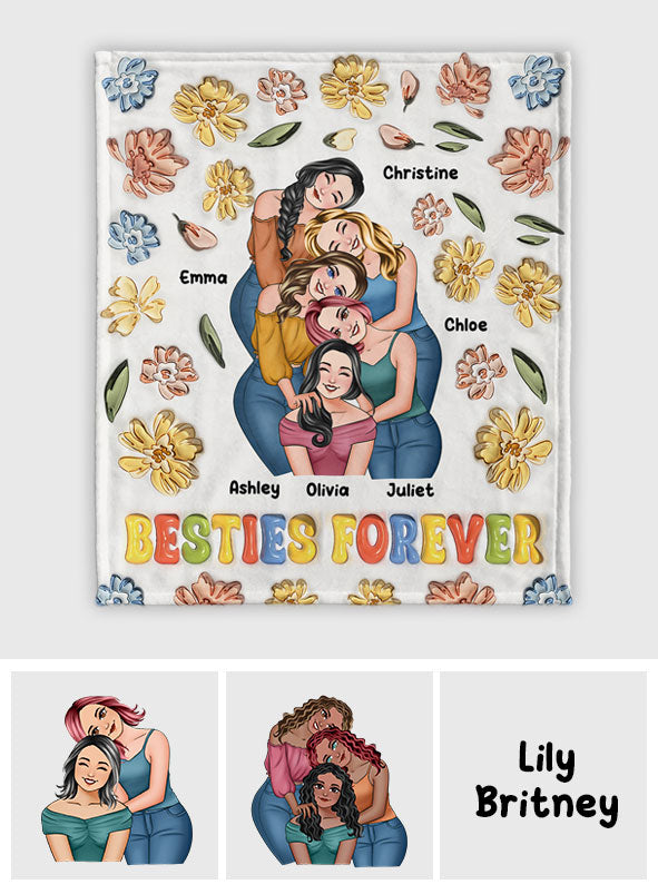 Couverture personnalisée Besties For Ever à motif floral - Couverture Besties Forever -