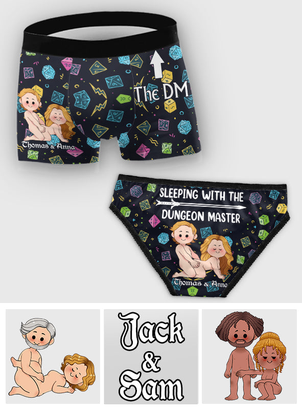 Couches-culottes personnalisées avec bordure en dentelle pour femmes et boxers pour hommes « Dormir avec le MJ »