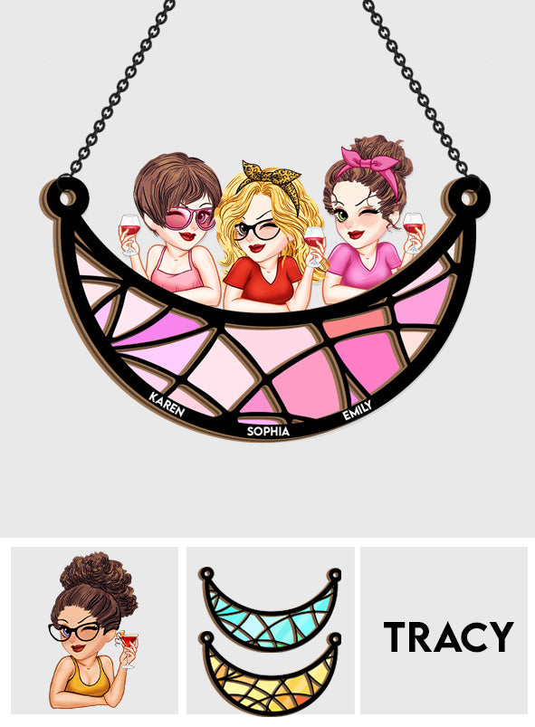 Meilleures amies pour toujours - Attrape-soleil personnalisé à 2 couches à suspendre à la fenêtre