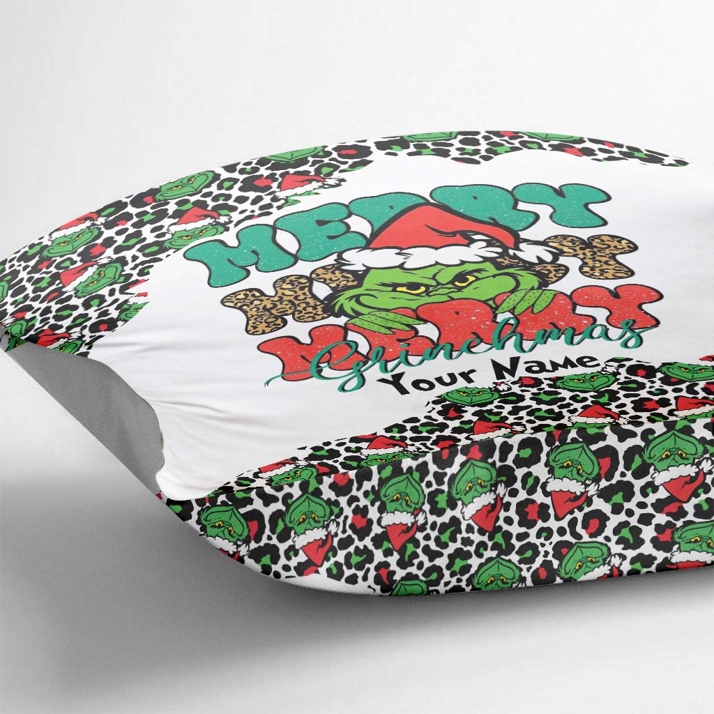 Merry Merry - Personalized Stole Christmas Throw Pillow