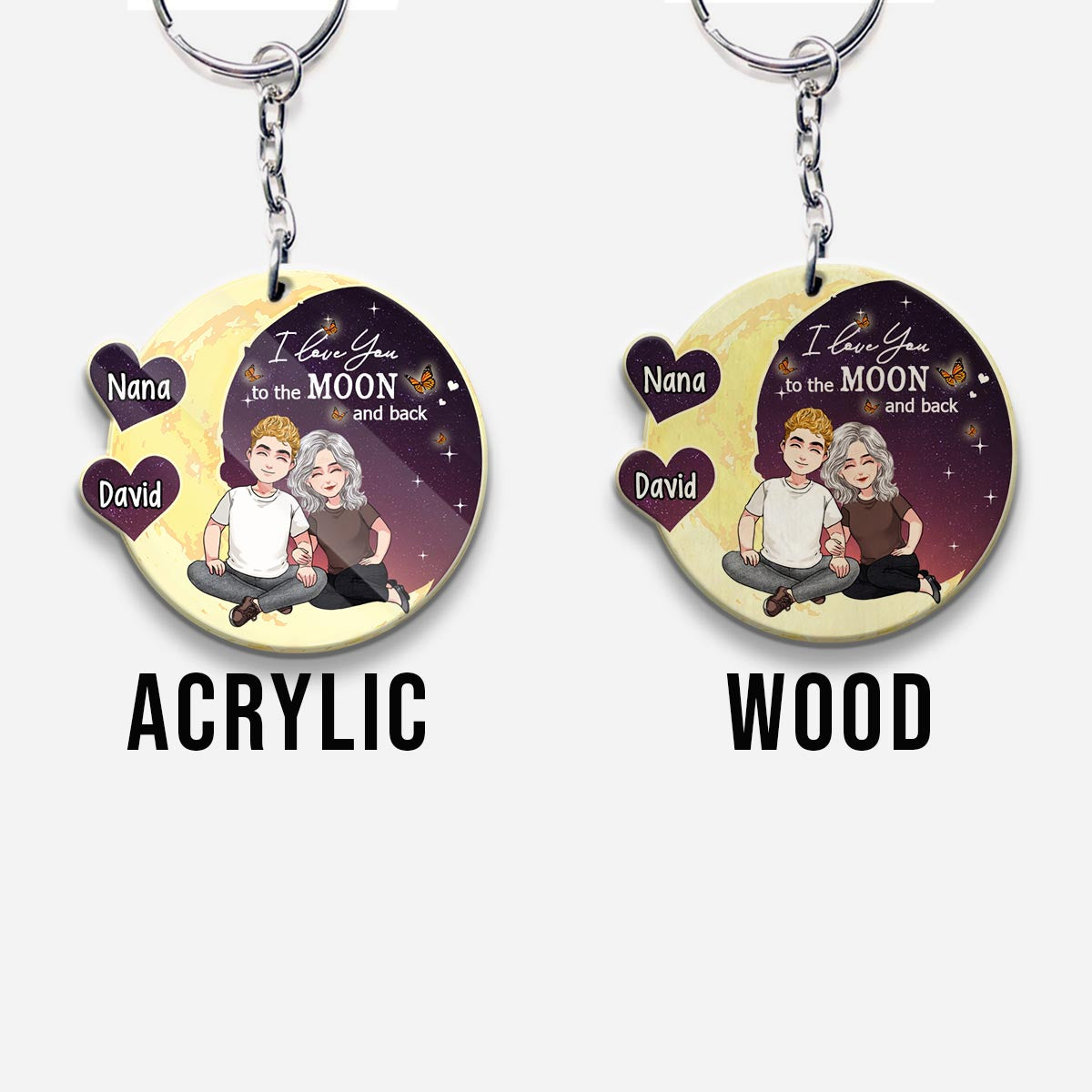 To The Moon And Back - Gift for mom, grandma - Personalized Keychain