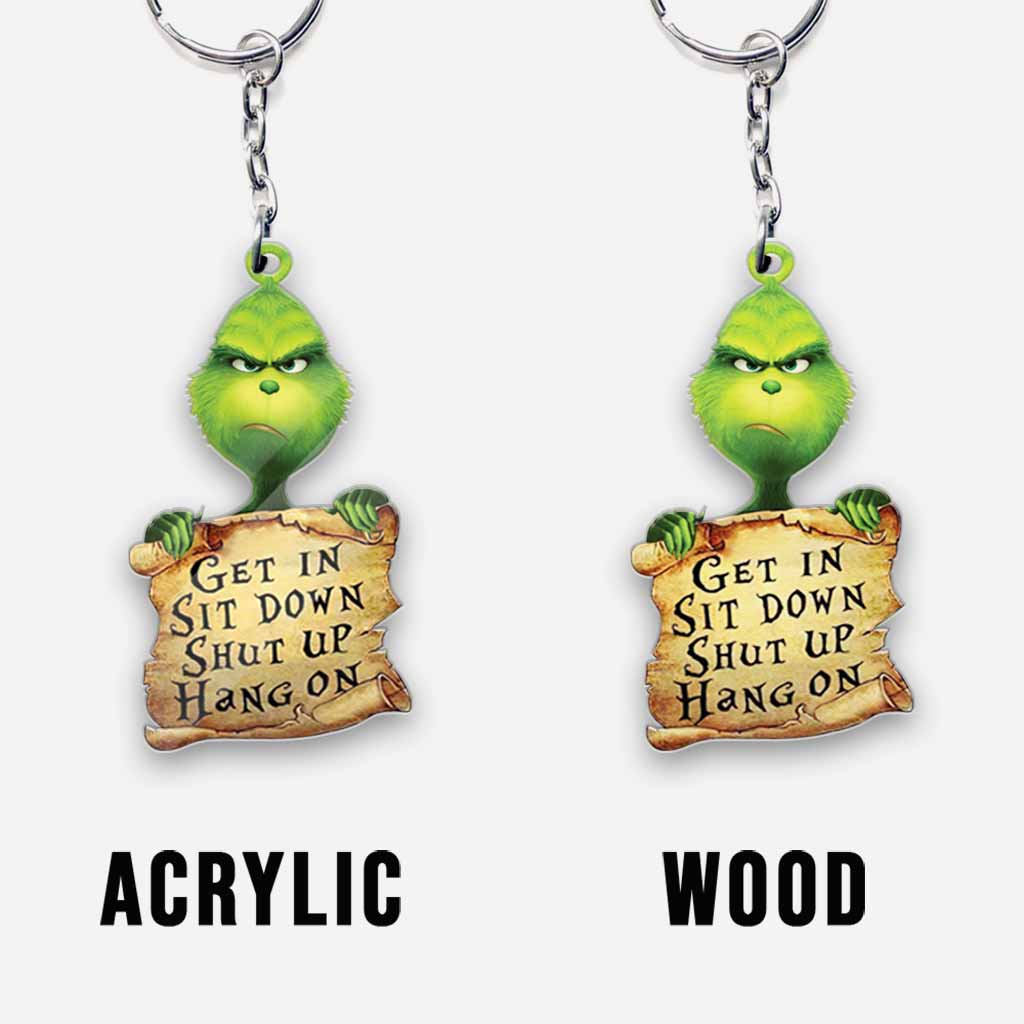 Monte, assieds-toi, tais-toi, attends ! - Porte-clés Green Mischief (Imprimé des deux côtés)