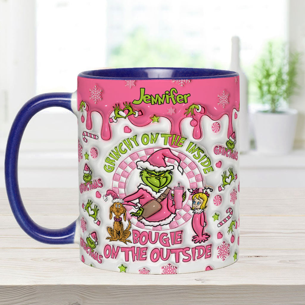 Grincheux à l'intérieur - Mug personnalisé avec étole de Noël