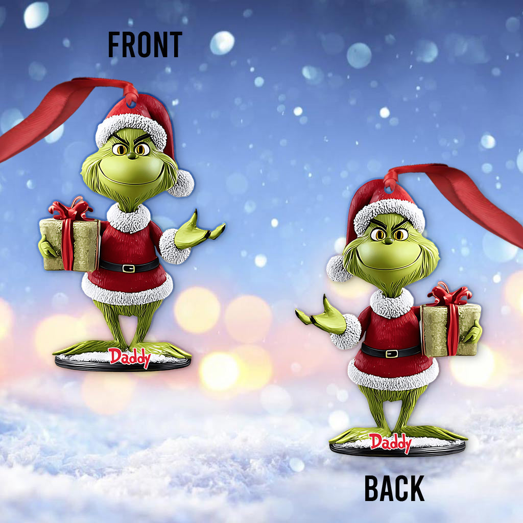 Green Monster With Gift - Personalized Stole Christmas Ornament