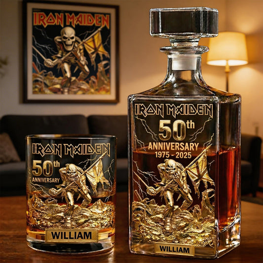 Heavy Metal Anniversary - Personalized Iron Maiden Whiskey Decanter Set