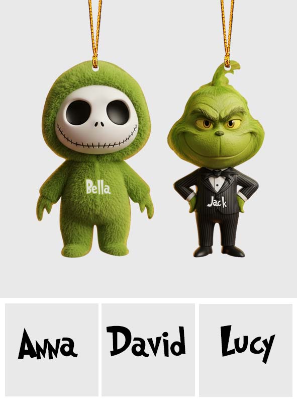 Ornement de Noël personnalisé « Christmas Friends Green Nightmare » - Étole de Noël