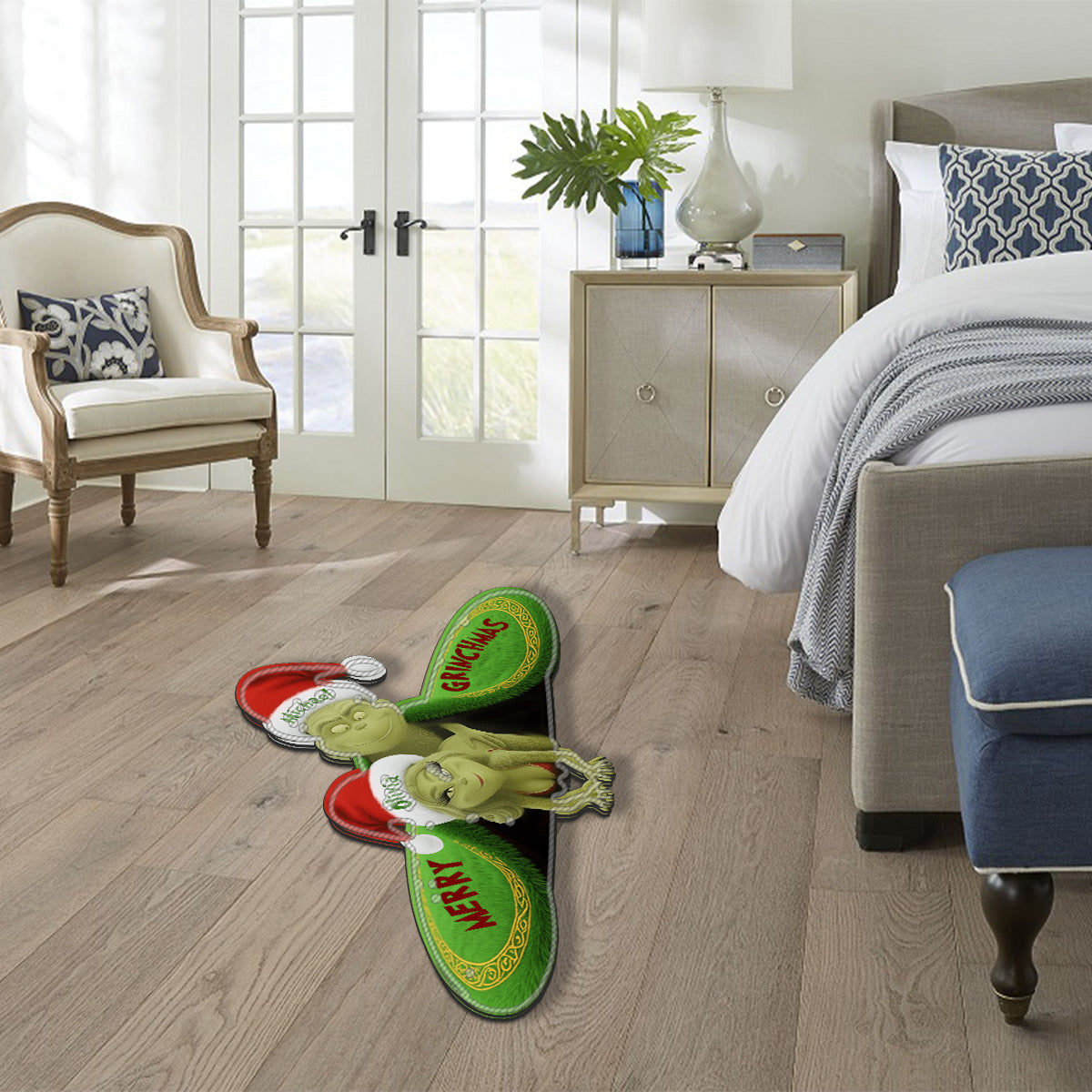 Cadeau de Noël amusant pour couple - Étole de Noël personnalisée, tapis tufté antidérapant