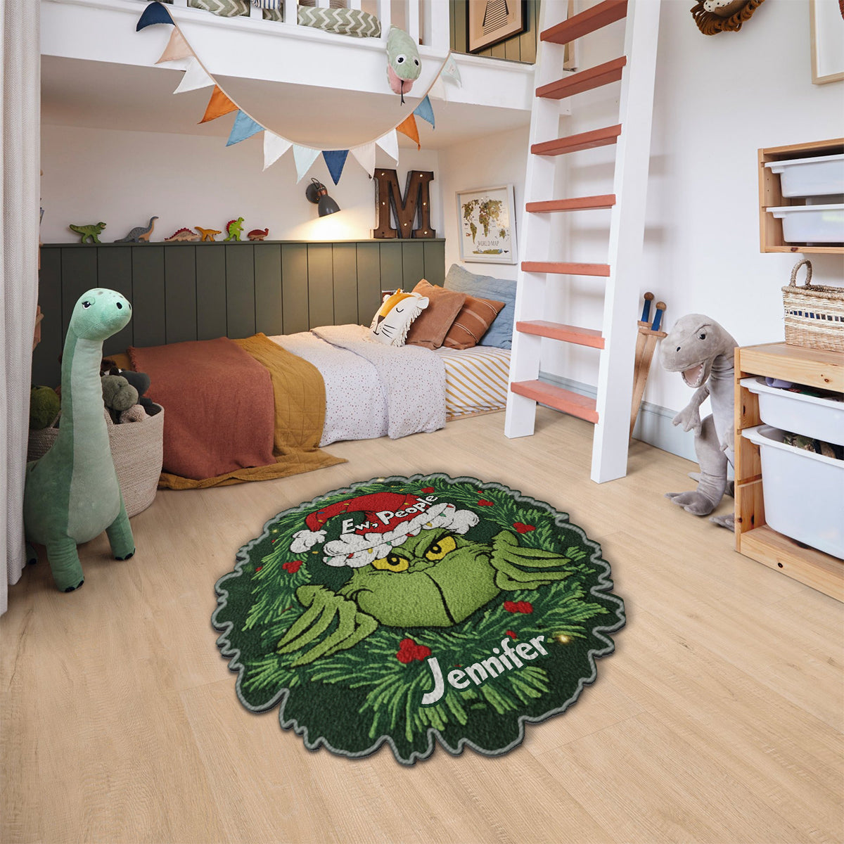 Beurk, les gens ! - Tapis de Noël personnalisé avec étole et motif antidérapant