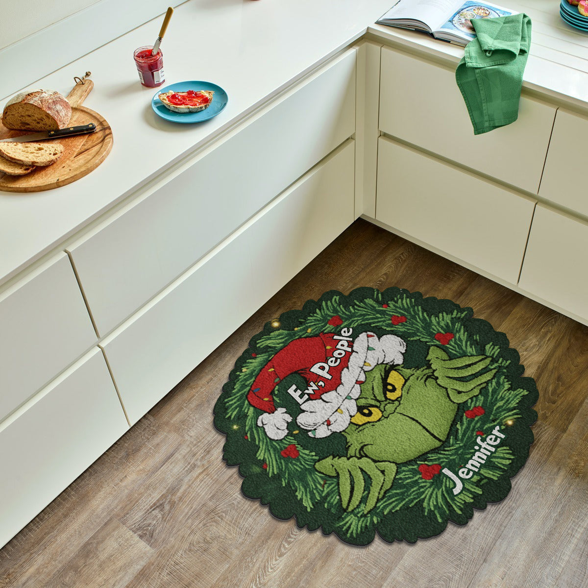 Beurk, les gens ! - Tapis de Noël personnalisé avec étole et motif antidérapant