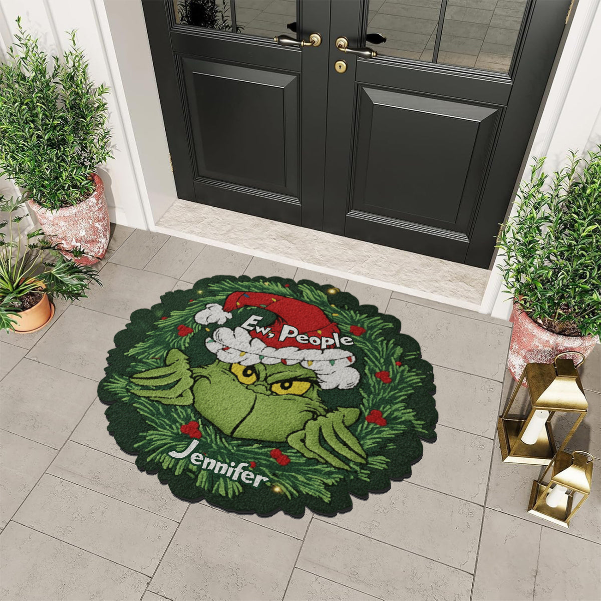 Beurk, les gens ! - Tapis de Noël personnalisé avec étole et motif antidérapant