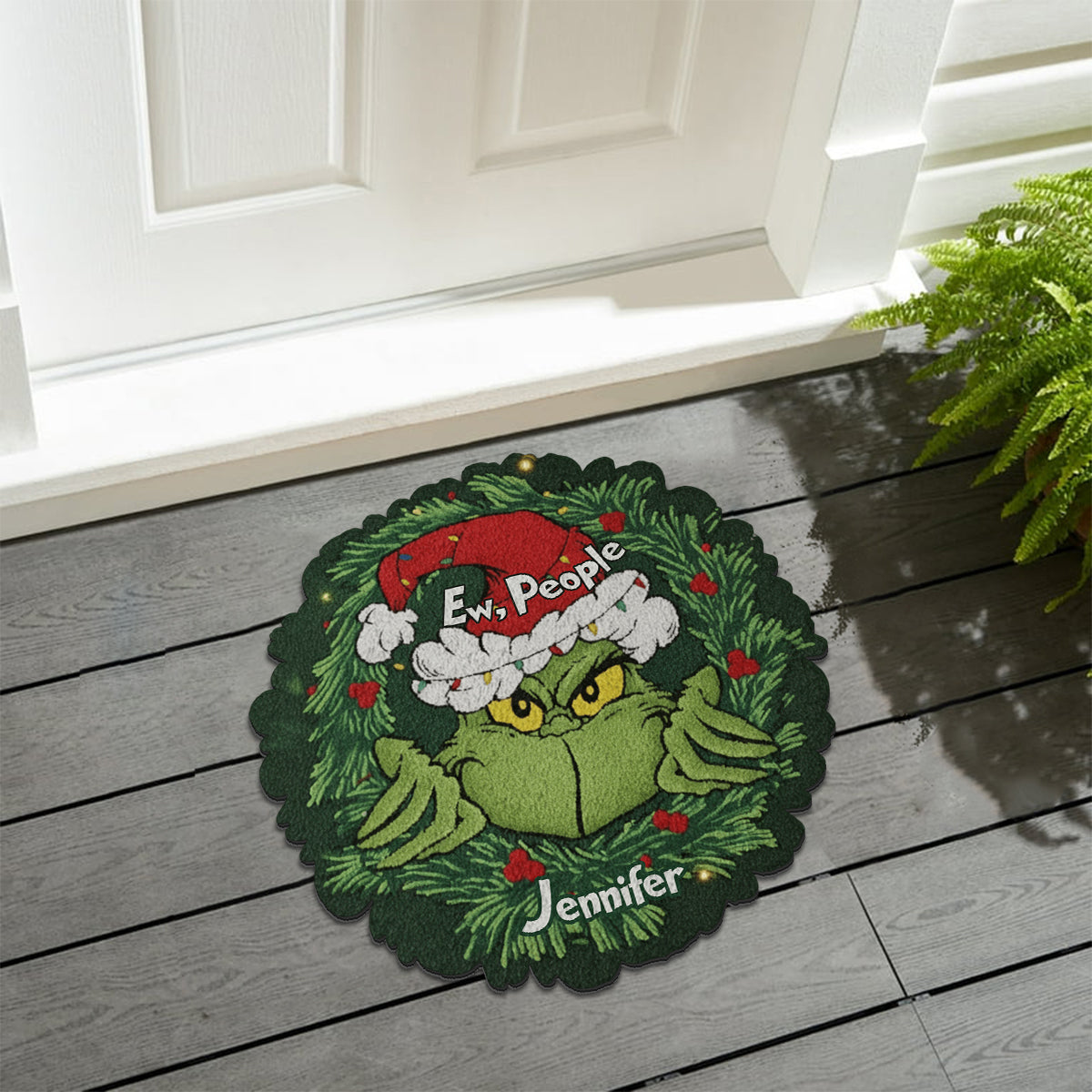 Beurk, les gens ! - Tapis de Noël personnalisé avec étole et motif antidérapant