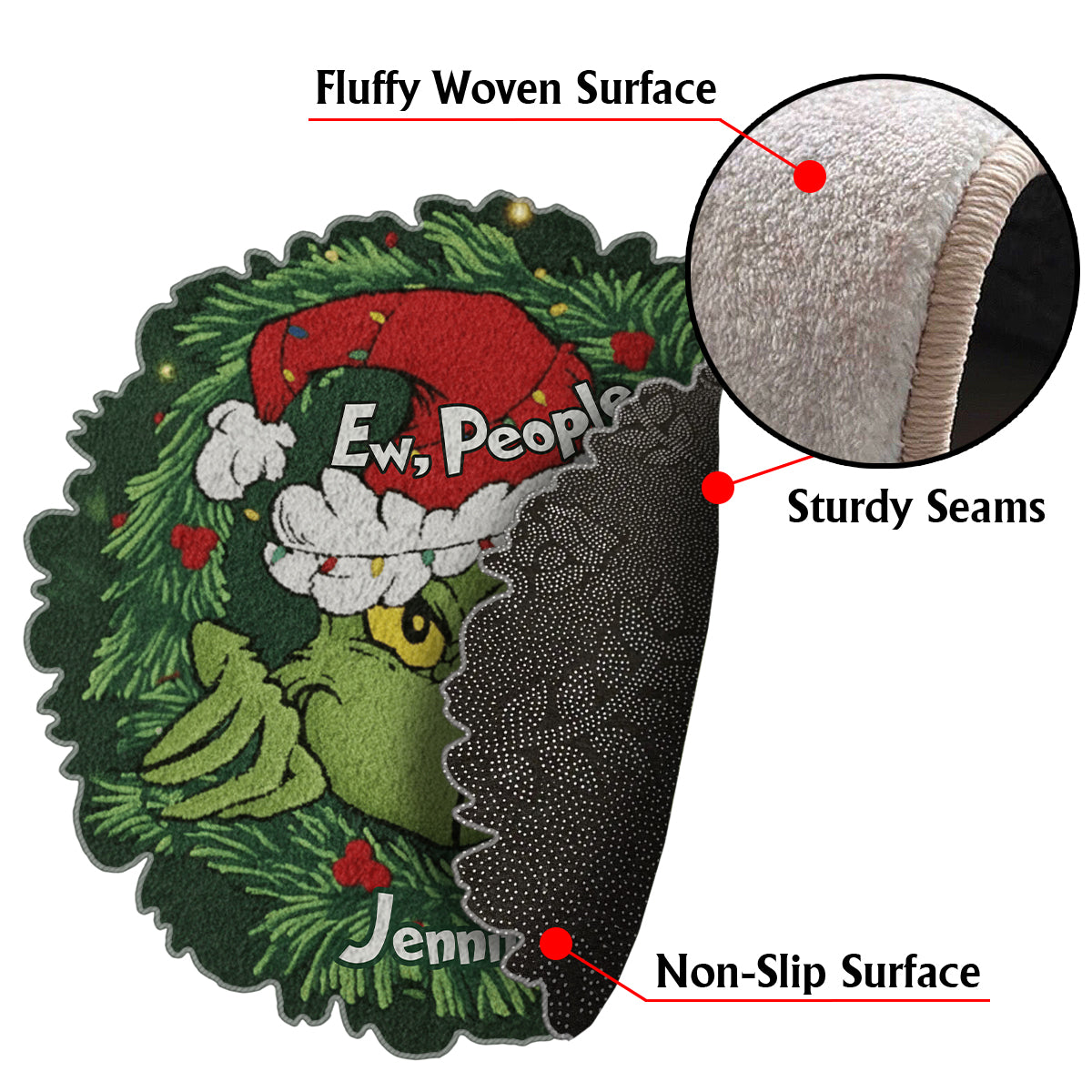 Beurk, les gens ! - Tapis de Noël personnalisé avec étole et motif antidérapant